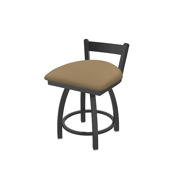 18" Low Back Swivel Vanity Stool, Pewter Finish, Canter Sand Seat